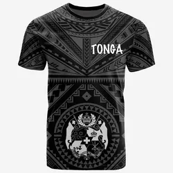 Tonga T shirt - Tonga Seal With Polynesian Tattoo Style (Black)