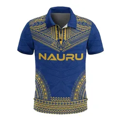 Nauru Polo Shirt - Coat Of Arms Polynesian Chief Tattoo Flag Version