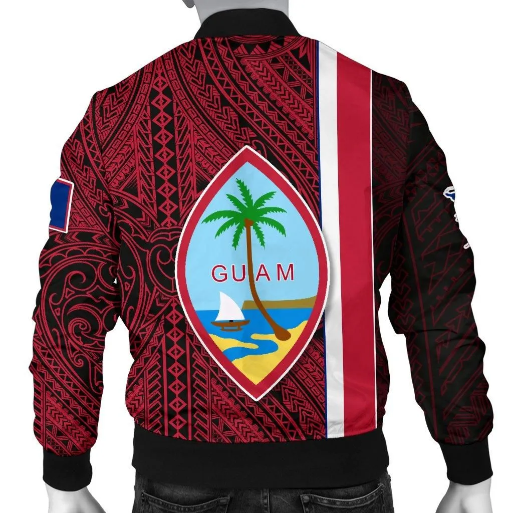 Guam Rugby Men Bomber Jacket Polynesian Sailboat Style