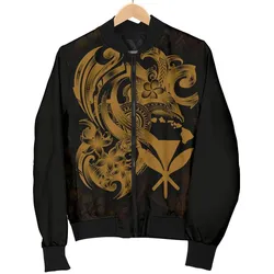 Polynesian Hawaii Mens Bomber Jacket - Kanaka Maoli Gold Turtle