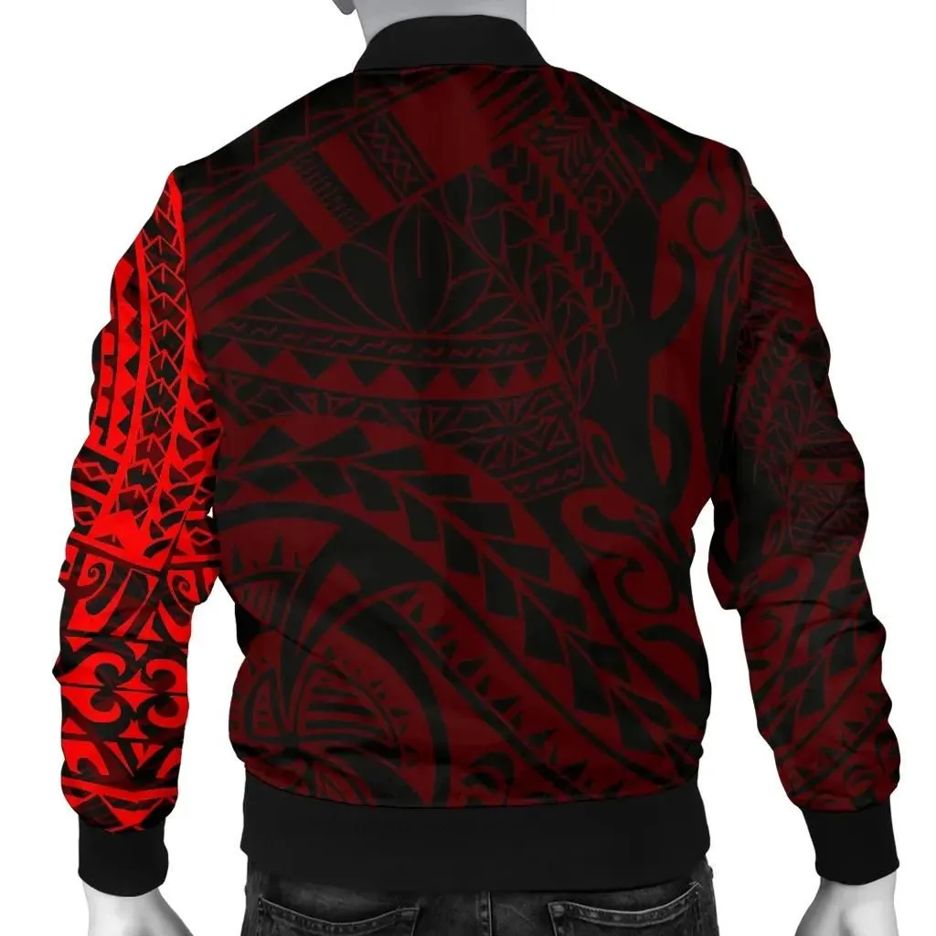Polynesian Tattoo Style Men's Bomber Jacket Red A7