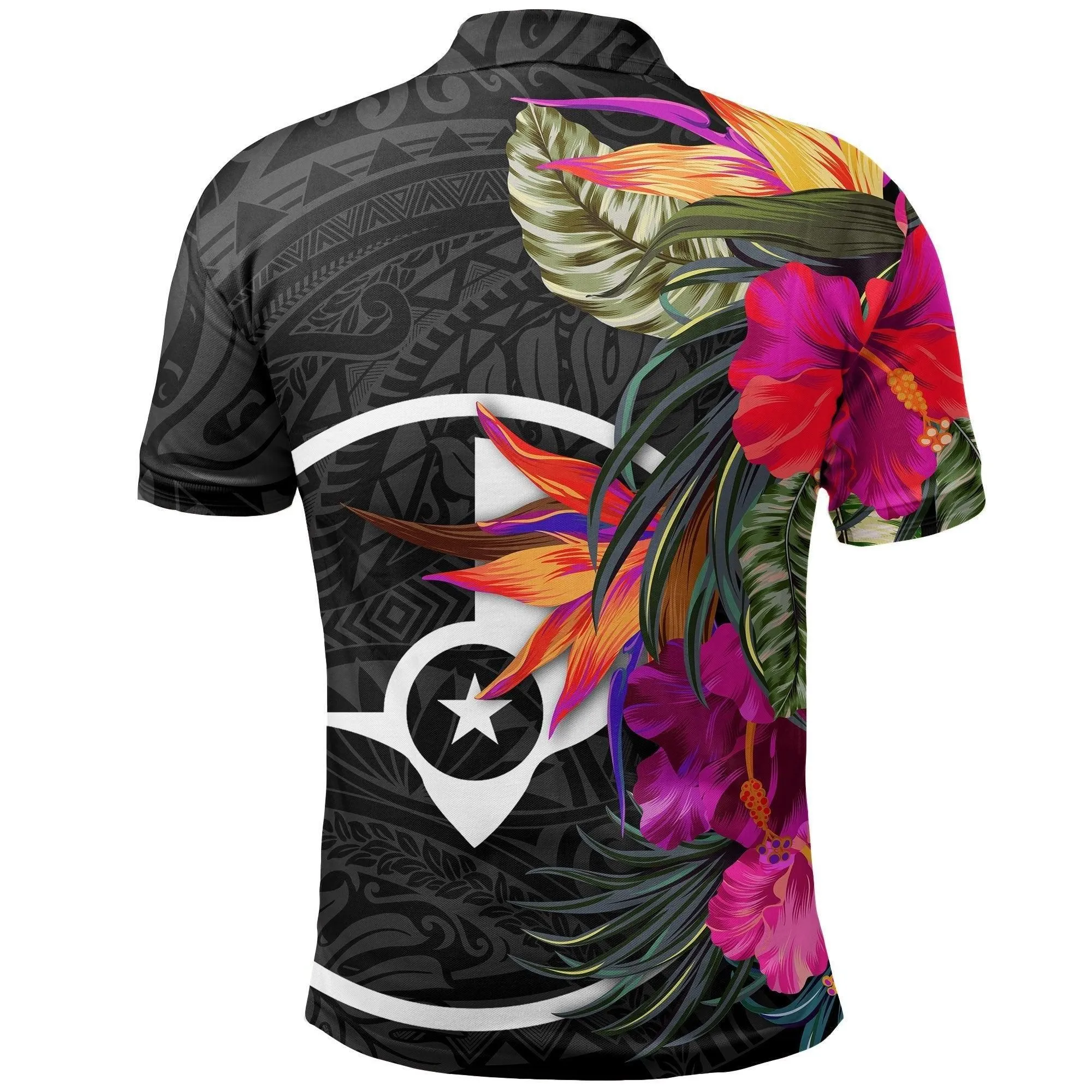 Yap Polo Shirt - Hibiscus Polynesian Pattern