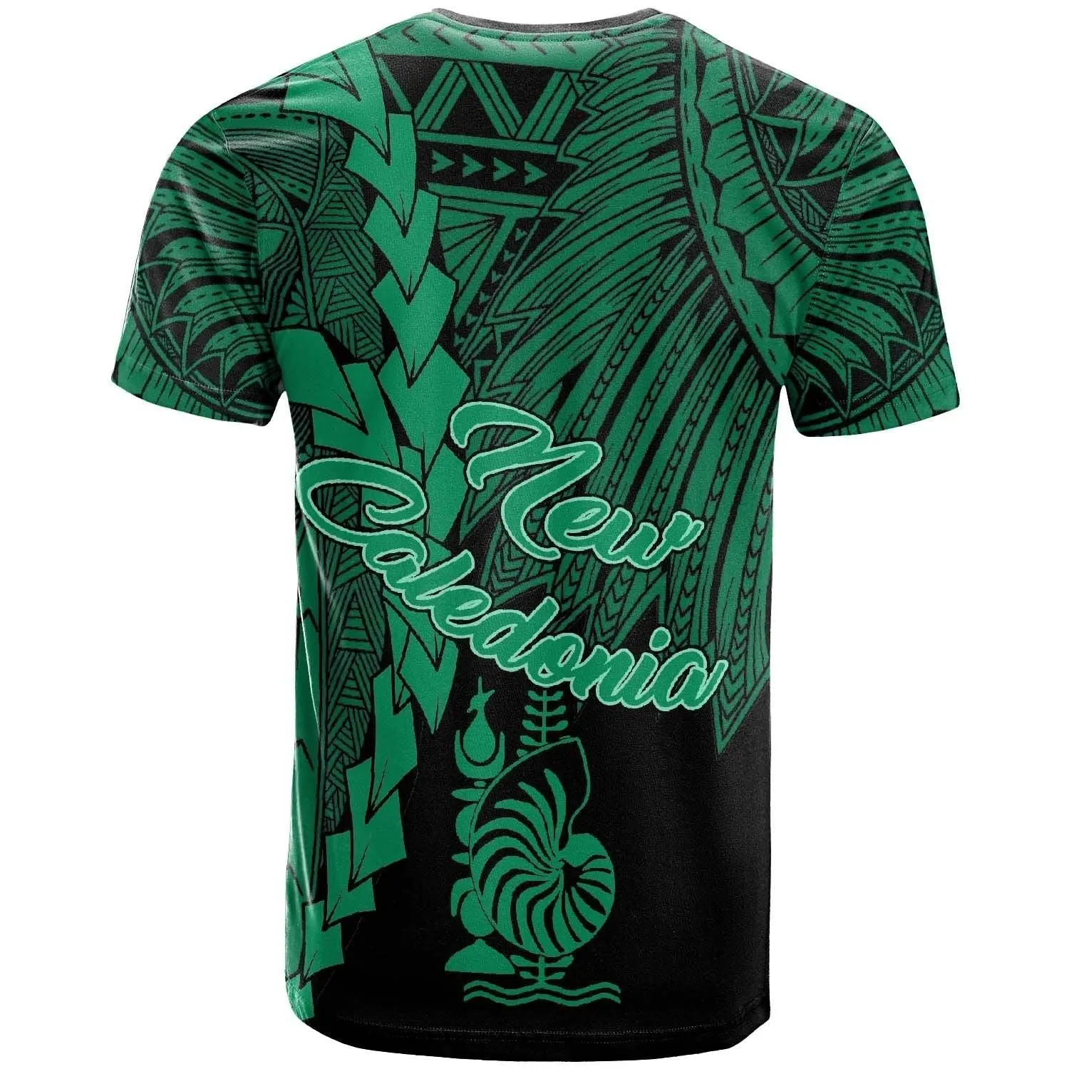 New Caledonia Polynesian T shirt - Tribal Wave Tattoo Green