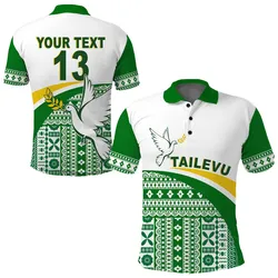(Custom Text and Number) Tailevu Rugby Polo Shirt Fiji Rugby Tapa Pattern White LT13