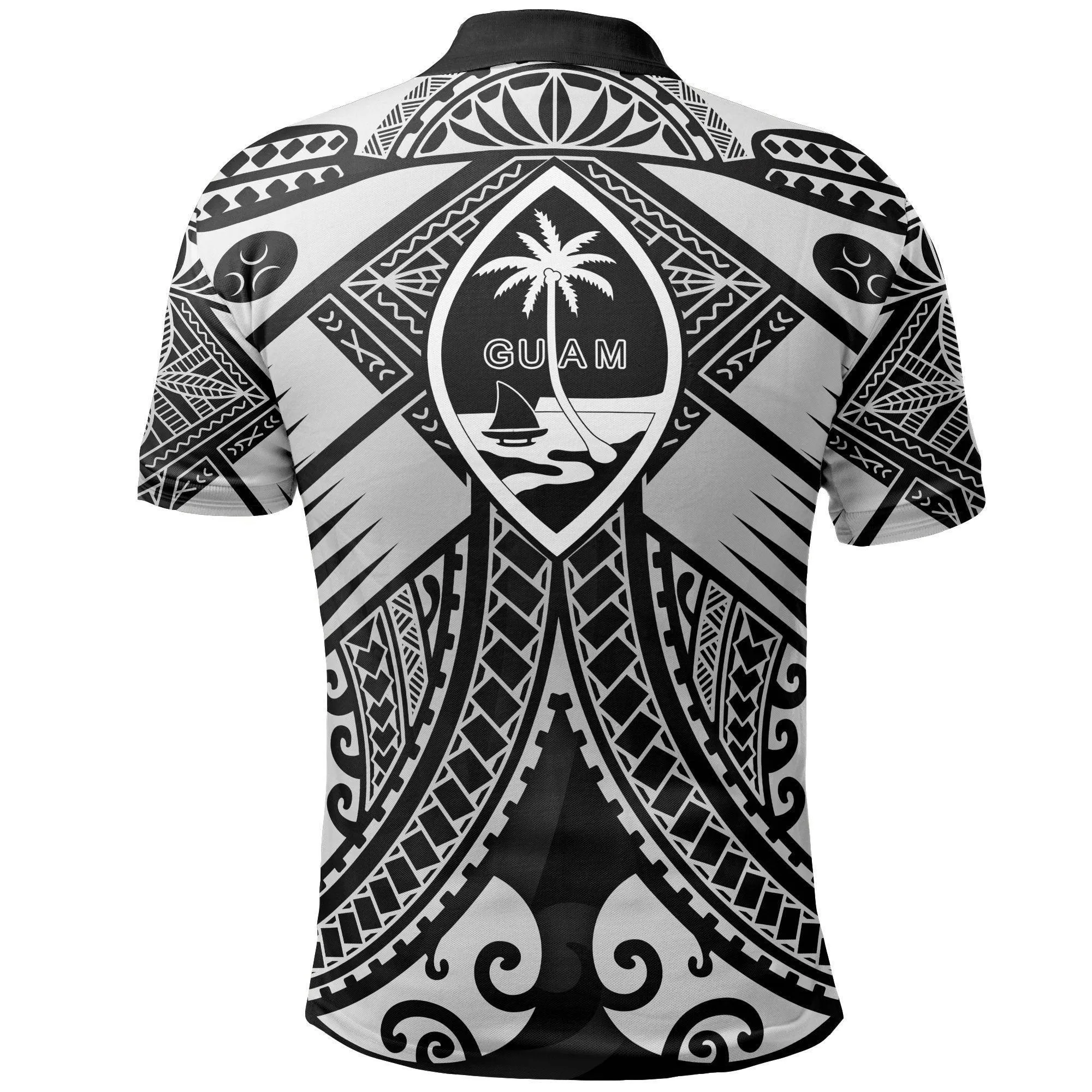 Guam Polynesian Polo Shirt - Guam White Seal with Polynesian Tattoo Ver 01