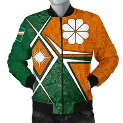 Marshall Islands Mens Bomber Jacket - Kwajalein Atoll Marshall Islands Flag with Polynesian Patterns