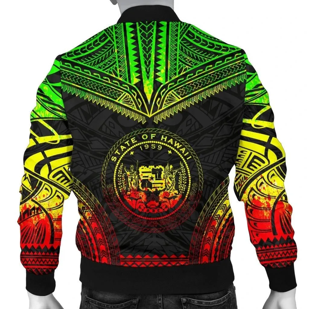 Hawaii Polynesian Chief Men's Bomber Jacket - Reggae Version - Bn10