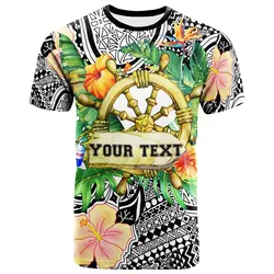 Polynesian Custom Personalised - T- Shirt - Ship Wheel And Tropical Plants