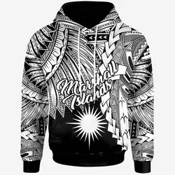 Marshall Islands Polynesian Hoodie - Tribal Wave Tattoo White