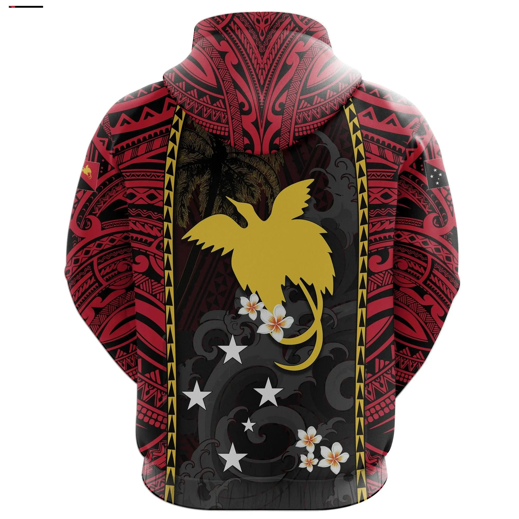 Alohawaii Clothing - Hoodie Papua New Guinea All Over Print Coat Of Arms Polynesian With Hibiscus And Waves TH4