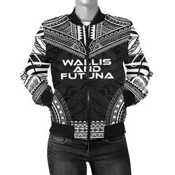 Wallis And Futuna Polynesian Chief Women'S Bomber Jacket - Black Version - Bn10