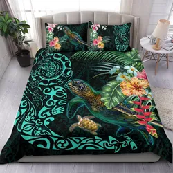 Tiki Polynesian Bedding Set Turtle Hibiscus
