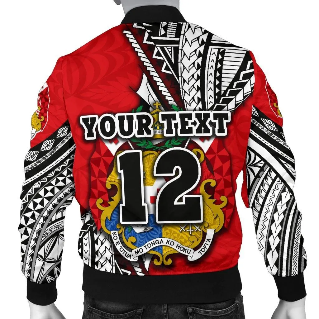 (Custom Personalised) Tonga Rugby Men Bomber Jacket Polynesian Style Pinwheel - Custom Text and Number