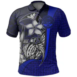 Marshall Islands Polo Shirt Blue Coat of Arm - Turtle with Hook