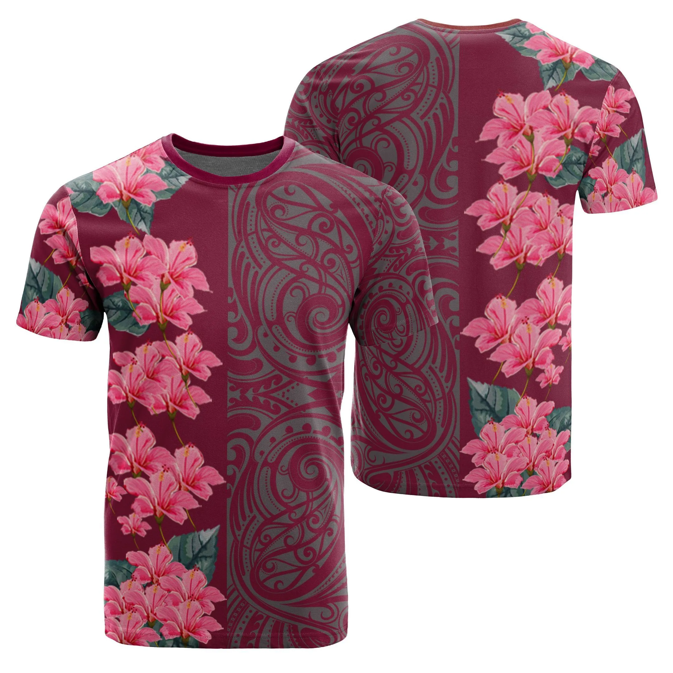 Hawaii Hibiscus Flower Polynesian T Shirt Curtis Style Pink Ah J2 Hawaiian Shorts Beach Short Sleeve