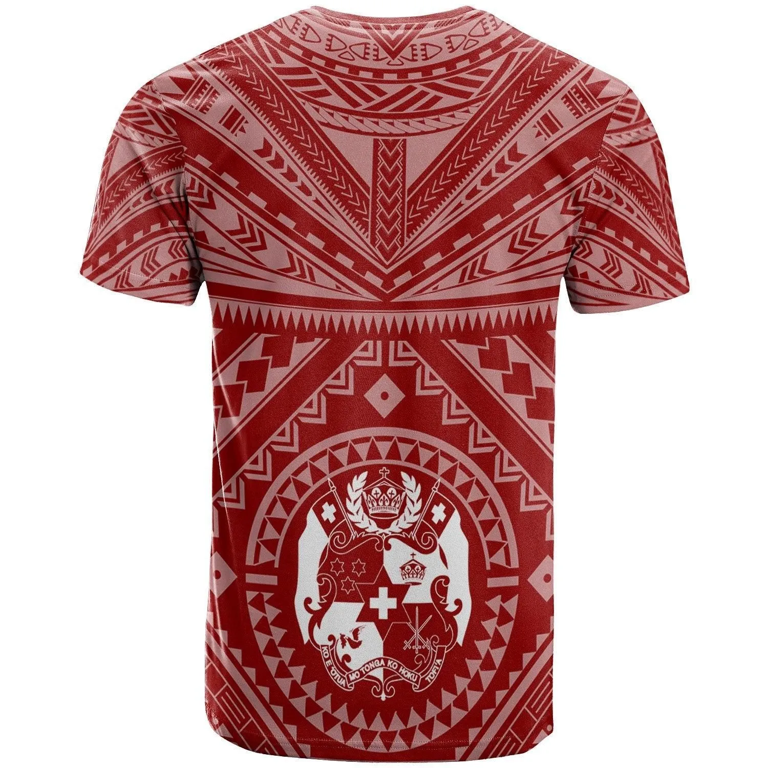 Tonga T-Shirt - Tonga Seal With Polynesian Tattoo Style (Red)