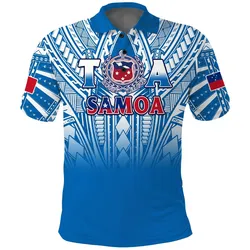 Samoa Rugby Polo Shirt Toa Samoa Polynesian Pacific Blue Version LT14