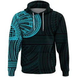 Alohawaii Clothing - Hoodie Polynesian Tattoo Style Cyan A27