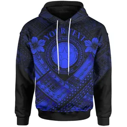 Northern Mariana Islands Custom Personalised Polynesian Hoodie - CNMI Seal Camisole Hibiscus Style (Blue)