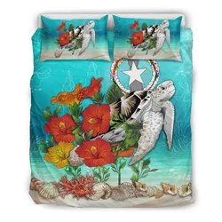 FamilyGater Bedding Set - Cover and Pillow Cases Northern Mariana Islands - Ocean Turtle Hibiscus A24