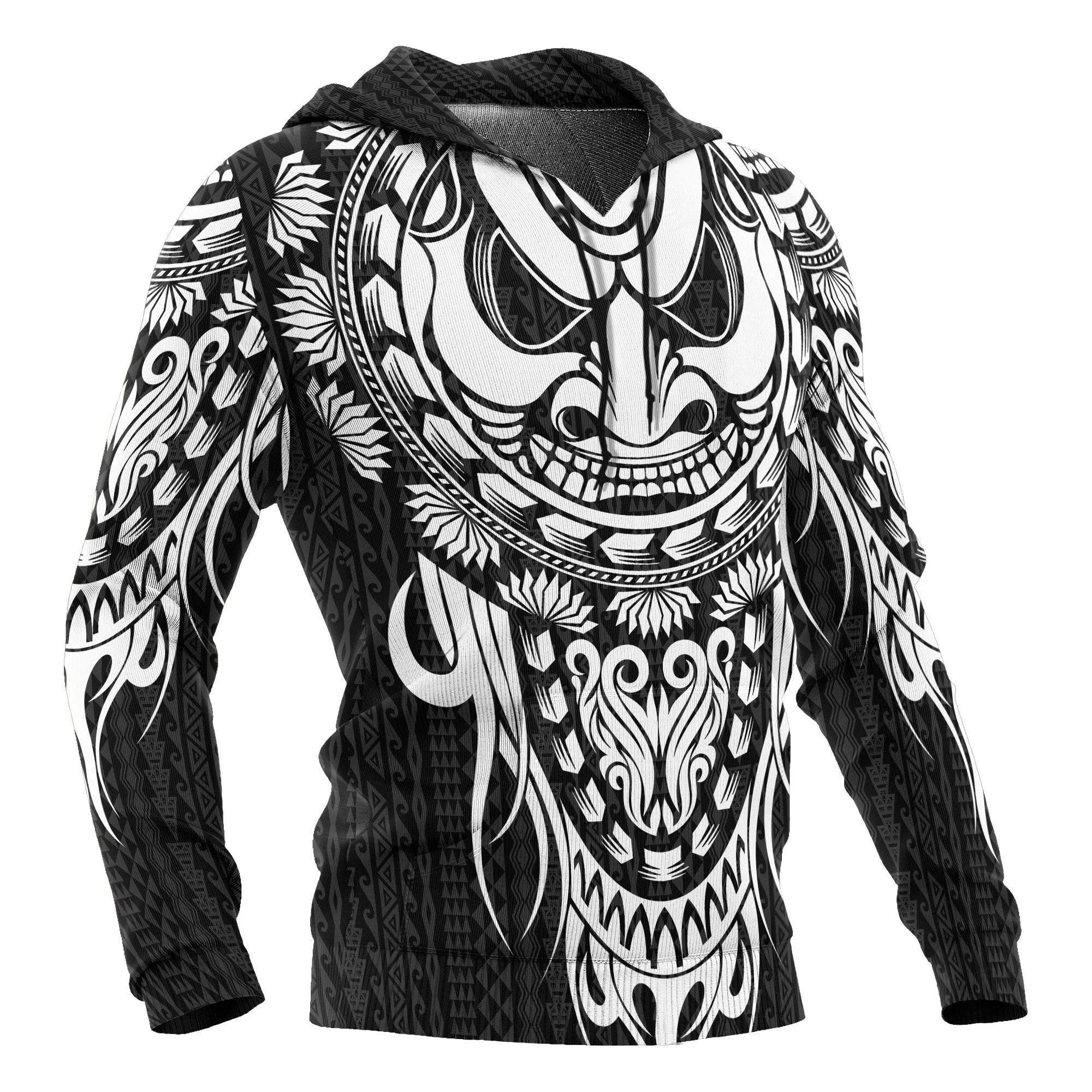 Polynesian Hoodie - Tattoo Tiki White