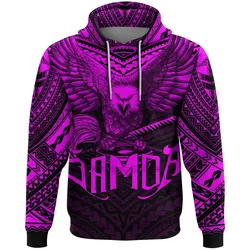American Samoa Hoodie Eagle Tattoo Style Pink A7