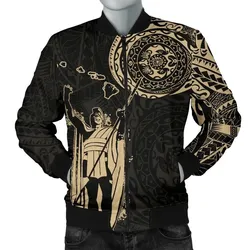 Hawaii King Kanaka Maoli Men's Bomber Jacket - Tattoo Style A7