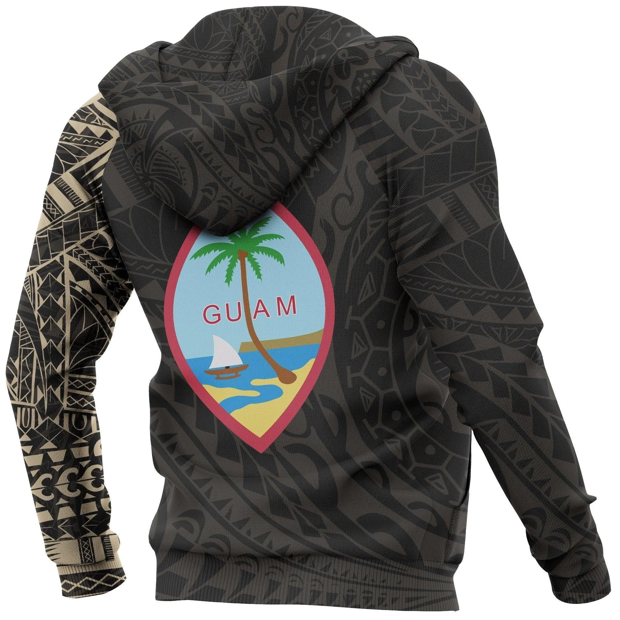 Hoodie Guam Polynesian Tattoo Style All - Over