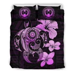 FamilyGater Bedding Set - Cover and Pillow Cases Northern Mariana Islands Hibiscus Plumeria Mix Polynesian Pink Turtle - J1
