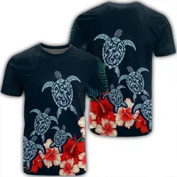 Alohawaii Tee - Hawaiian Hibiscus And Turtle Polynesian T-shirt AH - JR