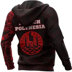 French Polynesia Hoodie - French Polynesian Flag Tattoo Red