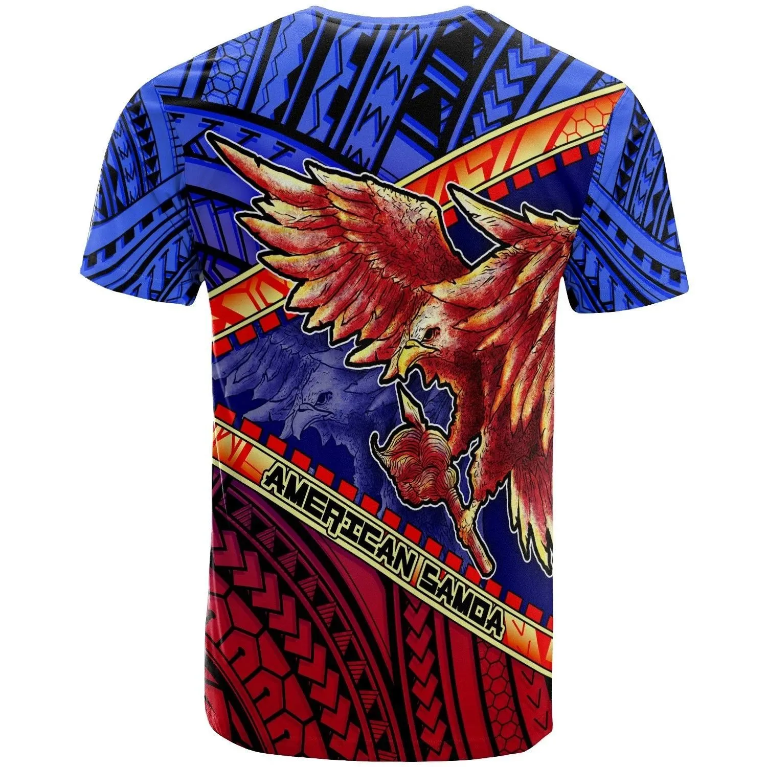 Alohawaii T-Shirt - Tee American Samoa Polynesian - Eagle Tattoo Pattern - BN12