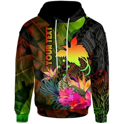 Papua New Guinea Polynesian Personalised Hoodie -  Hibiscus and Banana Leaves