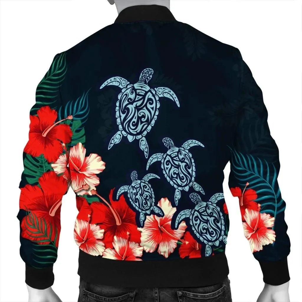 Alohawaii Jacket - Hawaiian Hibiscus And Turtle Polynesian Bomber Jacket - AH - JR