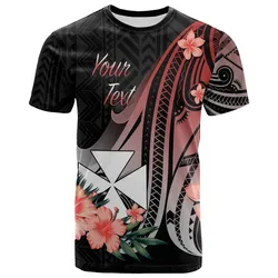 Wallis and Futuna Personalised Custom T shirt - Red Polynesian Hibiscus Pattern Style