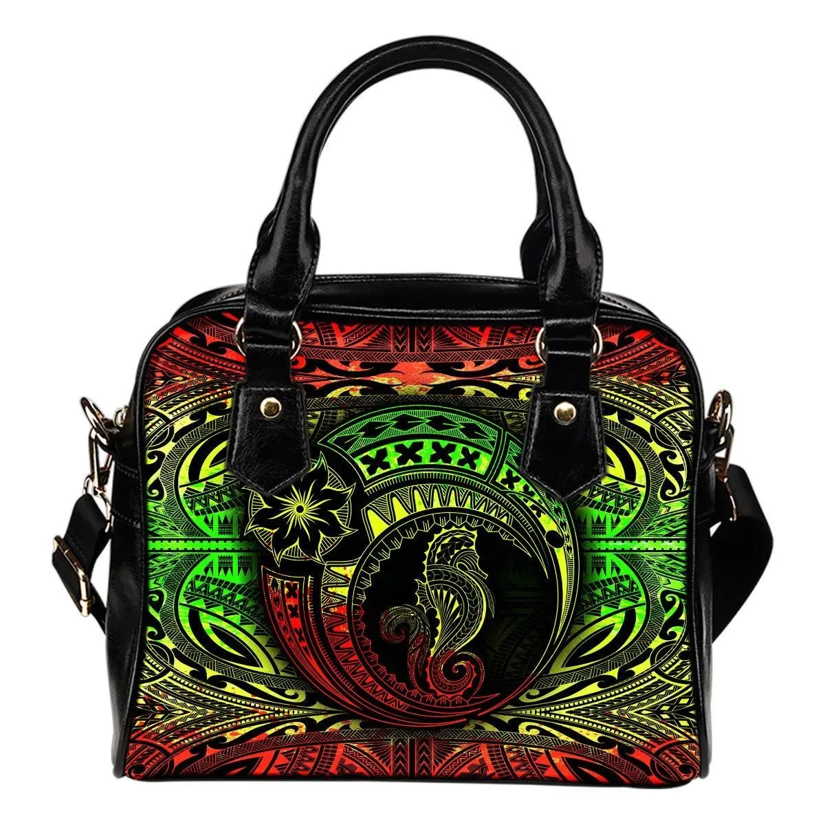 Seahorse Polynesian Shoulder Handbag - Polynesian Tattoo Reggae