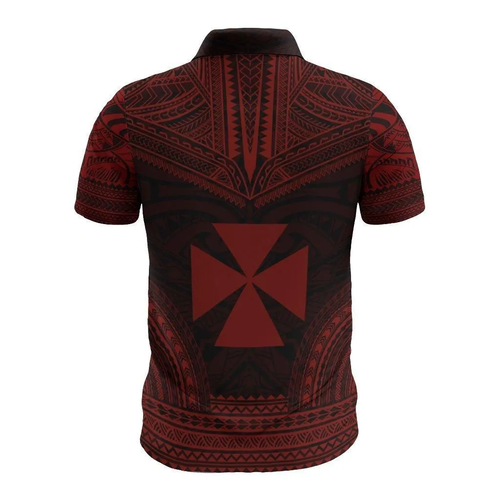 Wallis and Futuna Polo Shirt - Wallis and Futuna Coat Of Arms Polynesian Chief Tattoo Red Version