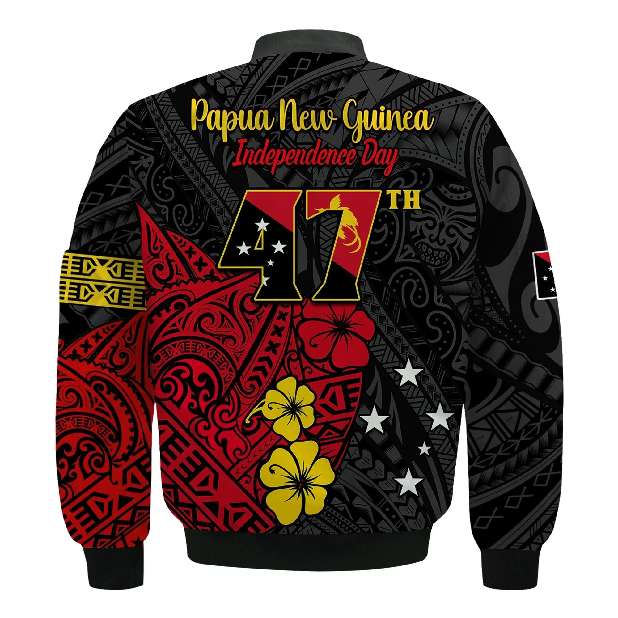 (Custom Personalised) Papua New Guinea Anniversary Bomber Jacket 47th Independence Day Since 1975 LT13