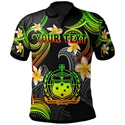Samoa Polo Shirt - Custom Personalised Polynesian Waves with Plumeria Flowers (Reggae)