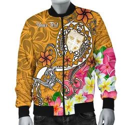 Fiji Custom Personalised Mens Bomber Jacket - Turtle Plumeria (Gold)