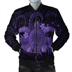 Hawaii Turtle Hibiscus Polynesian Bomber Jacket - Full Style - Purple