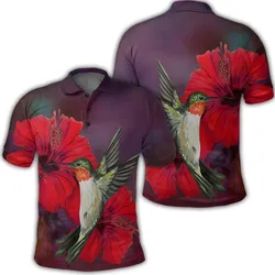 Hawaiian Hummingbird and Hibiscus Polynesian Polo Shirt