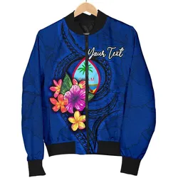 Guam Polynesian Custom Personalised Men's Bomber Jacket - Floral With Seal Blue - BN12
