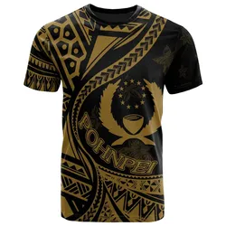 Pohnpei State T-Shirt - Plumeria Flowers Gold Version
