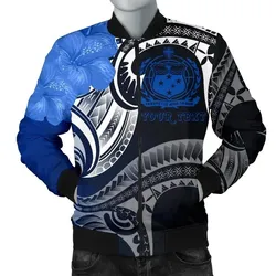 FamilyGater Jacket - Bomber Jacket Samoa Custom Personalised - Samoa Seal Wave Style (Blue) - BN18