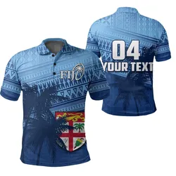 (Custom Personalised) Fiji Rugby Makare And Tapa Patterns Polo Shirt Blue