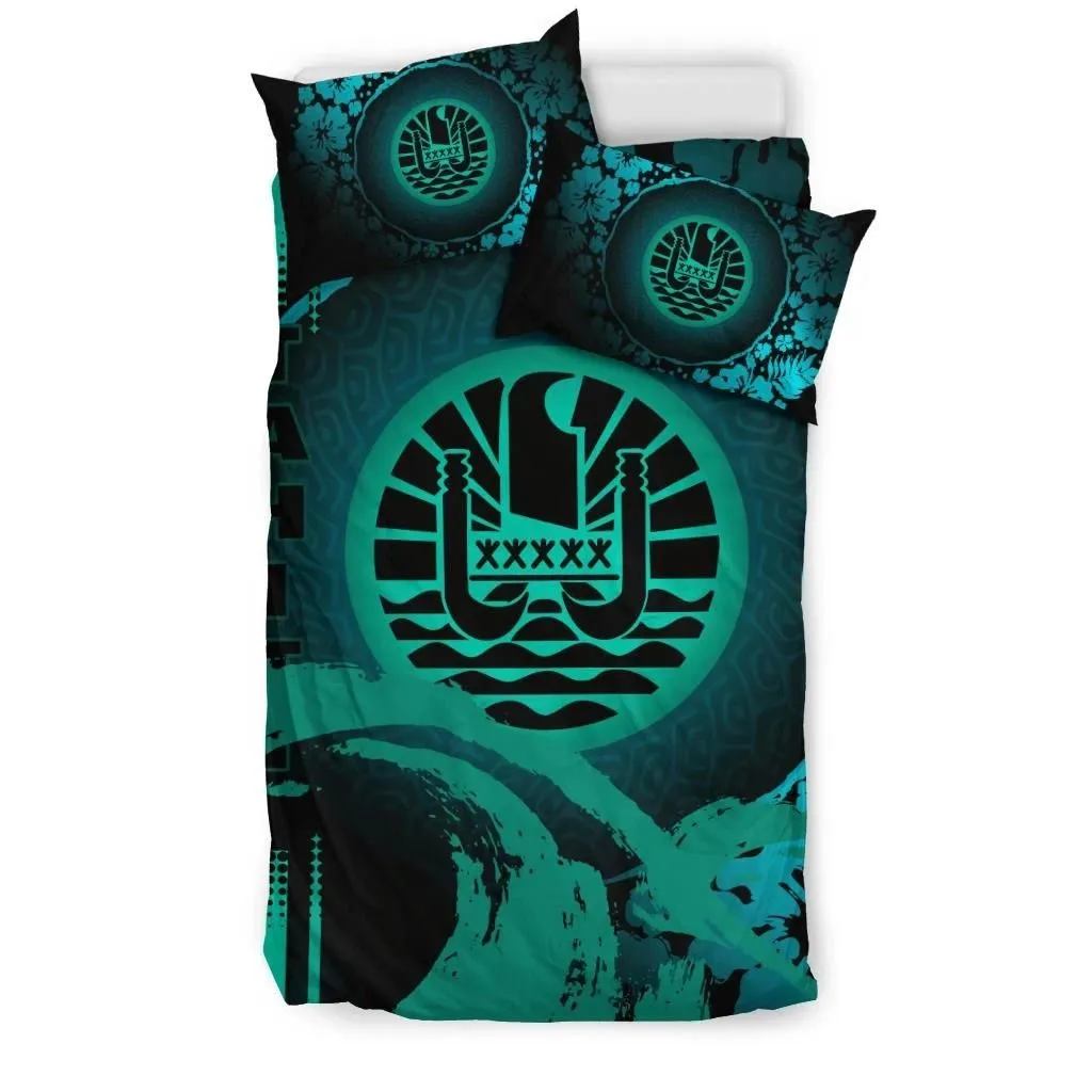 Tahiti Bedding Set - Hibiscus And Wave Light Green K7
