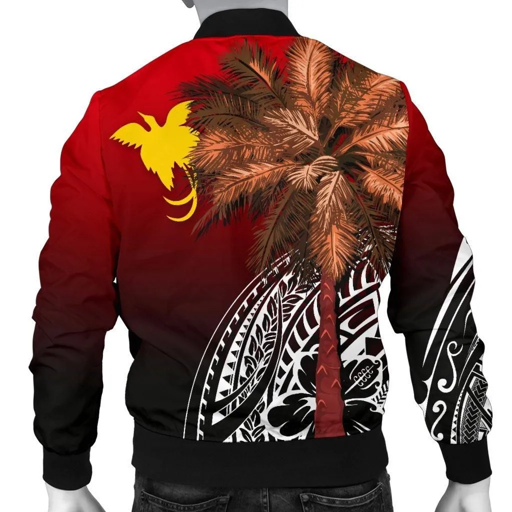 Papua New Guinea Mens Bomber Jacket - Polynesian Palm Tree