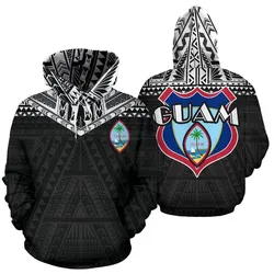 Guam All Over Hoodie - Guam Coat of Arms Polynesian Tattoo