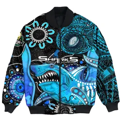 Vibe Hoodie Clothing - (Custom) Cronulla Sutherland Sharks Indigenous Polynesian Tattoo Style Bomber Jackets